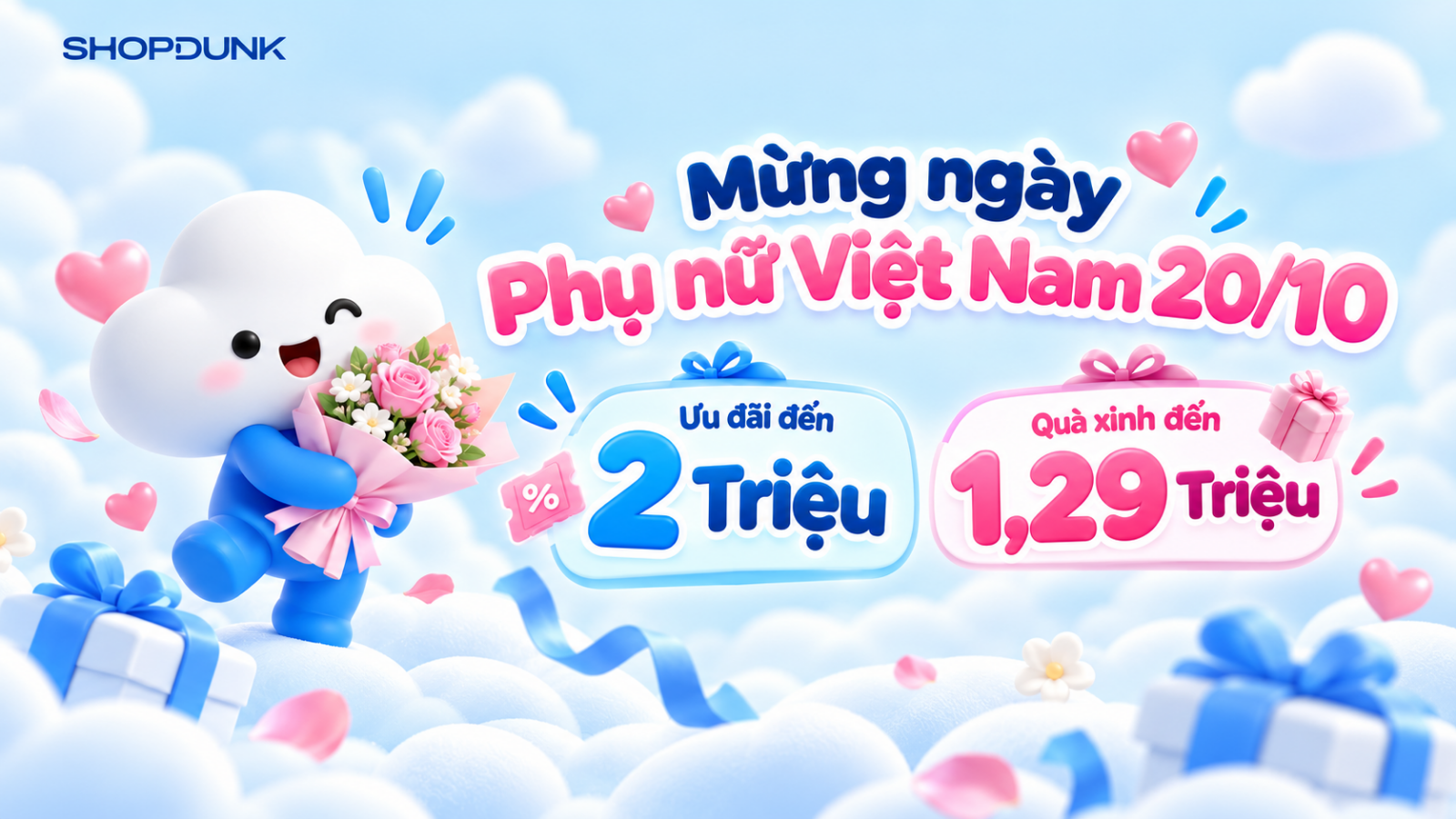Hình ảnh cho danh mục Mừng ngày Phụ nữ Việt Nam 20/10, ShopDunk ưu đãi đến 2 triệu, quà xinh đến 1,29 triệu